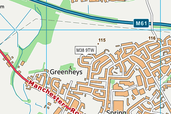 M38 9TW map - OS VectorMap District (Ordnance Survey)