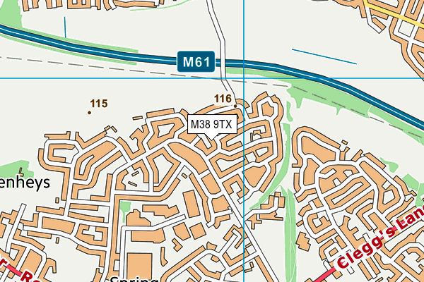 M38 9TX map - OS VectorMap District (Ordnance Survey)