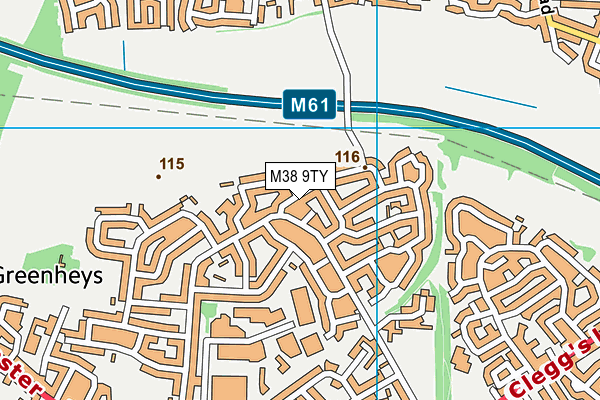 M38 9TY map - OS VectorMap District (Ordnance Survey)
