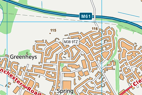 M38 9TZ map - OS VectorMap District (Ordnance Survey)