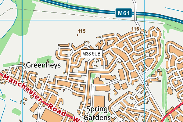 M38 9UB map - OS VectorMap District (Ordnance Survey)