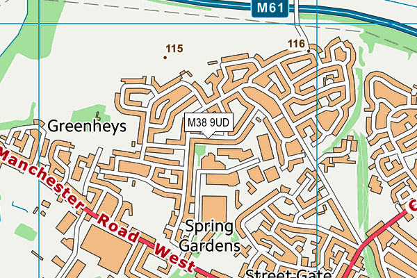 M38 9UD map - OS VectorMap District (Ordnance Survey)