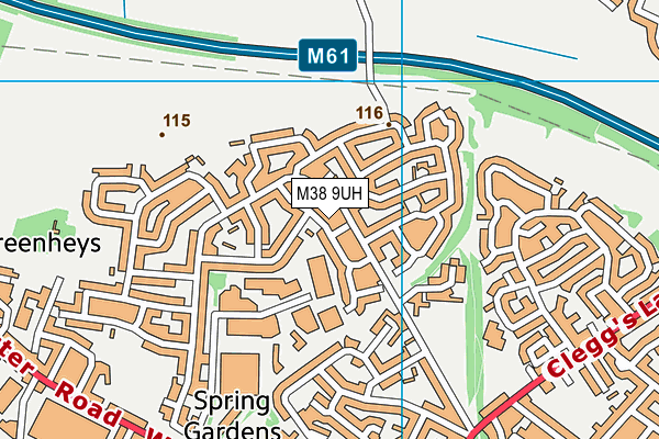 M38 9UH map - OS VectorMap District (Ordnance Survey)