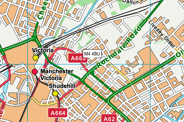 M4 4BU map - OS VectorMap District (Ordnance Survey)
