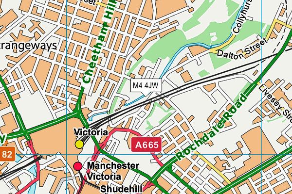 M4 4JW map - OS VectorMap District (Ordnance Survey)