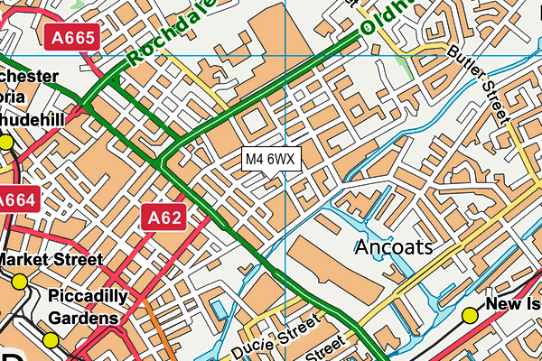 M4 6WX map - OS VectorMap District (Ordnance Survey)