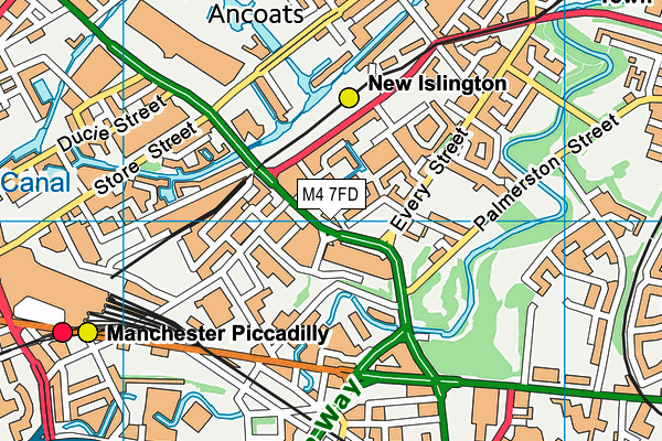 M4 7FD map - OS VectorMap District (Ordnance Survey)