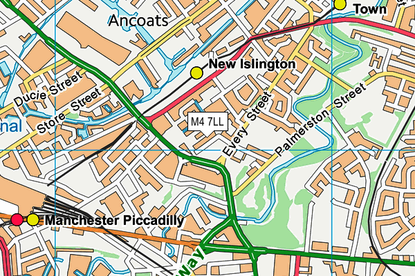 M4 7LL map - OS VectorMap District (Ordnance Survey)