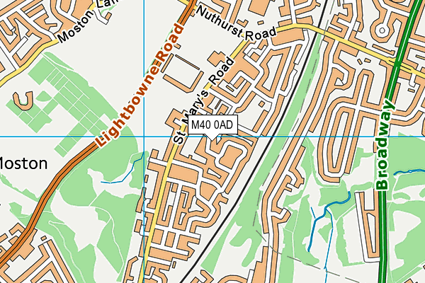 M40 0AD map - OS VectorMap District (Ordnance Survey)