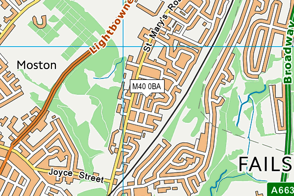 M40 0BA map - OS VectorMap District (Ordnance Survey)