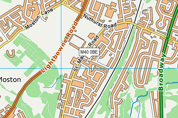 M40 0BE map - OS VectorMap District (Ordnance Survey)