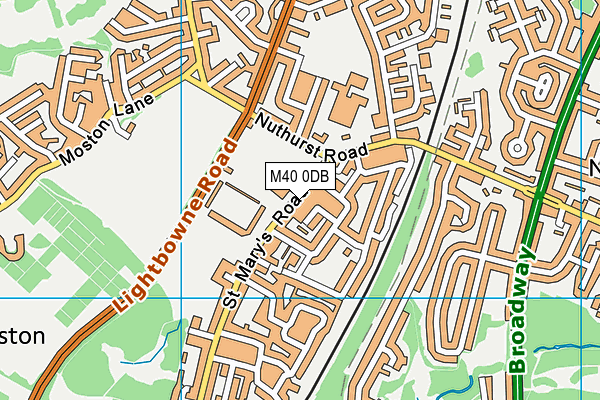 M40 0DB map - OS VectorMap District (Ordnance Survey)