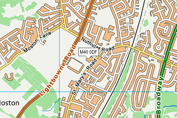 St Mary's CofE Primary School Moston map (M40 0DF) - OS VectorMap District (Ordnance Survey)