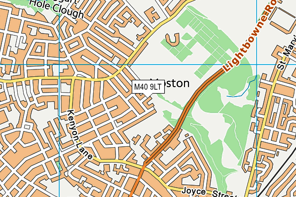 M40 9LT map - OS VectorMap District (Ordnance Survey)