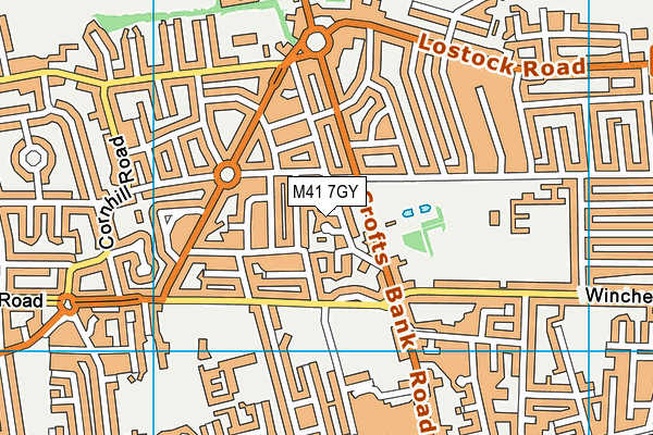 M41 7GY map - OS VectorMap District (Ordnance Survey)