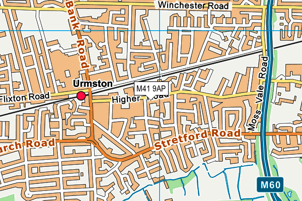Live Health And Fitness map (M41 9AP) - OS VectorMap District (Ordnance Survey)