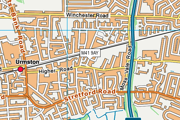 M41 9AY map - OS VectorMap District (Ordnance Survey)