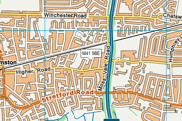 M41 9BE map - OS VectorMap District (Ordnance Survey)
