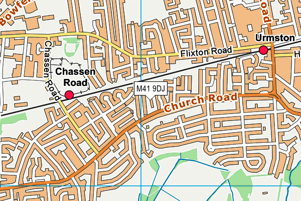 M41 9DJ map - OS VectorMap District (Ordnance Survey)