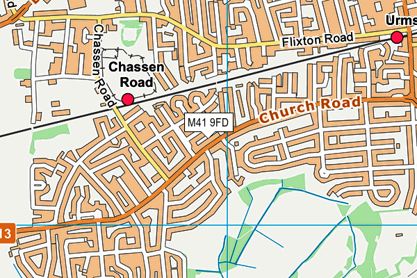 M41 9FD map - OS VectorMap District (Ordnance Survey)