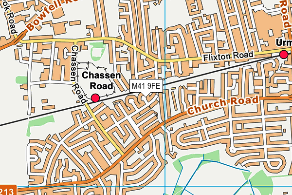 M41 9FE map - OS VectorMap District (Ordnance Survey)