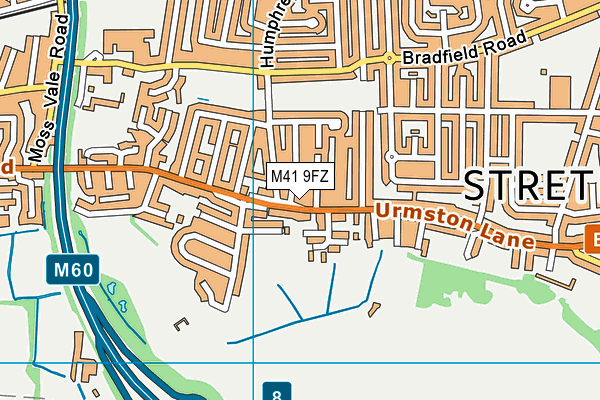 M41 9FZ map - OS VectorMap District (Ordnance Survey)