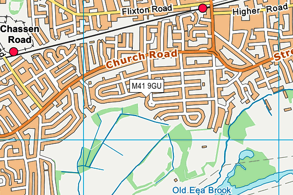 M41 9GU map - OS VectorMap District (Ordnance Survey)