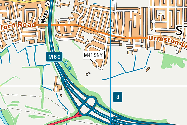 M41 9NY map - OS VectorMap District (Ordnance Survey)