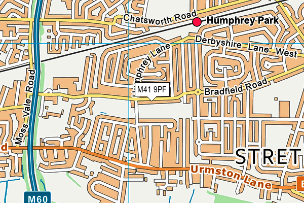 M41 9PF map - OS VectorMap District (Ordnance Survey)