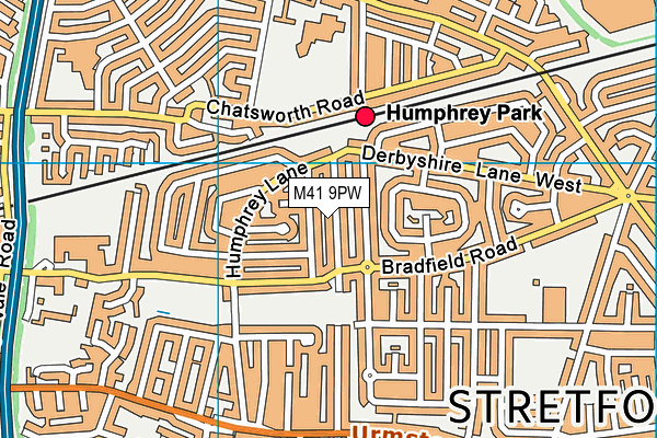 M41 9PW map - OS VectorMap District (Ordnance Survey)