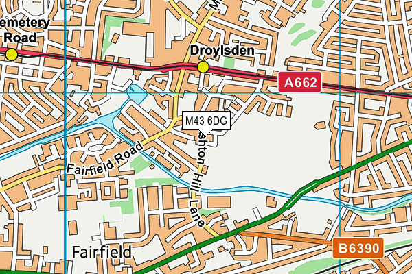 M43 6DG map - OS VectorMap District (Ordnance Survey)