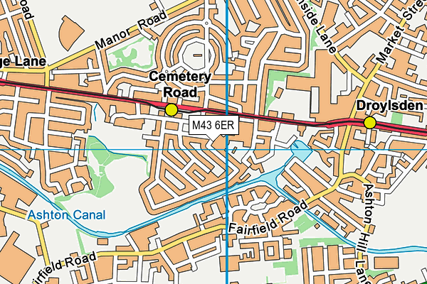 M43 6ER map - OS VectorMap District (Ordnance Survey)