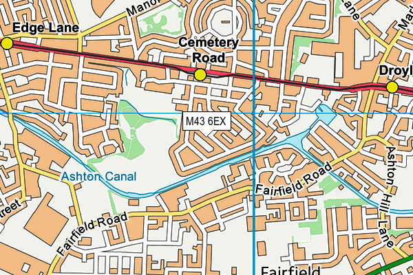 M43 6EX map - OS VectorMap District (Ordnance Survey)