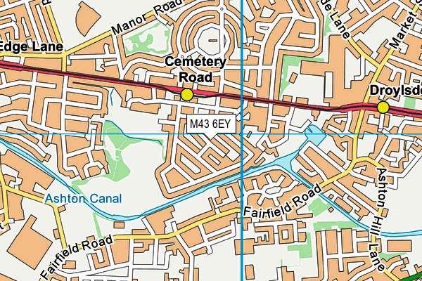 M43 6EY map - OS VectorMap District (Ordnance Survey)