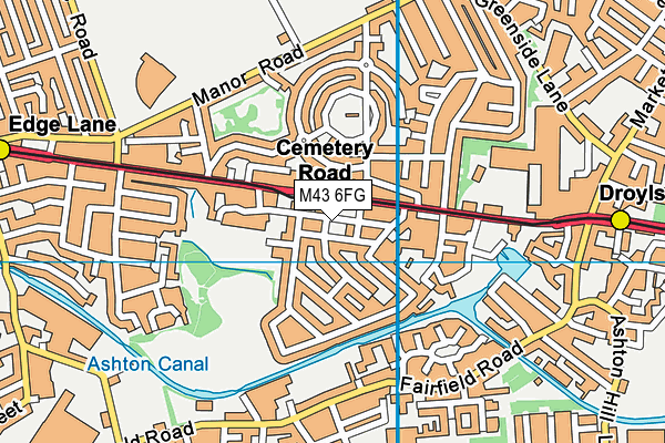 M43 6FG map - OS VectorMap District (Ordnance Survey)