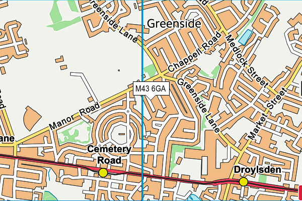 M43 6GA map - OS VectorMap District (Ordnance Survey)