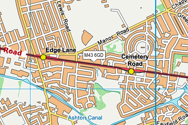 Manchester Road Primary Academy map (M43 6GD) - OS VectorMap District (Ordnance Survey)
