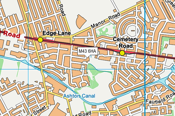 M43 6HA map - OS VectorMap District (Ordnance Survey)