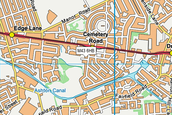 M43 6HB map - OS VectorMap District (Ordnance Survey)