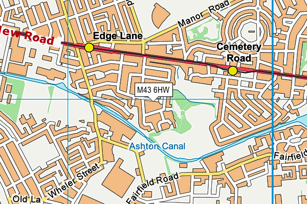 M43 6HW map - OS VectorMap District (Ordnance Survey)