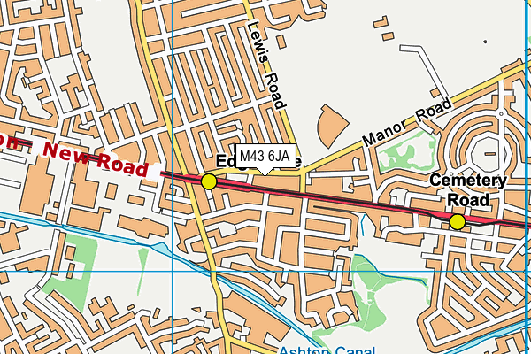 M43 6JA map - OS VectorMap District (Ordnance Survey)