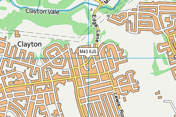 M43 6JS map - OS VectorMap District (Ordnance Survey)