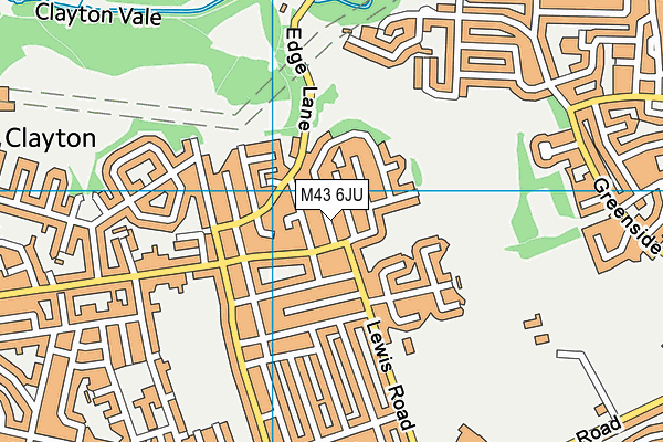M43 6JU map - OS VectorMap District (Ordnance Survey)