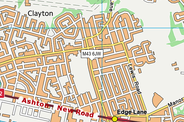 M43 6JW map - OS VectorMap District (Ordnance Survey)