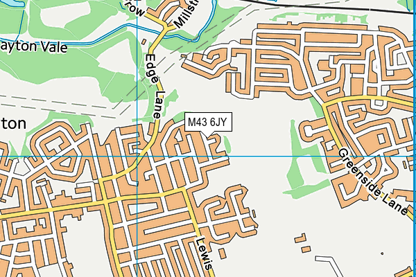 M43 6JY map - OS VectorMap District (Ordnance Survey)