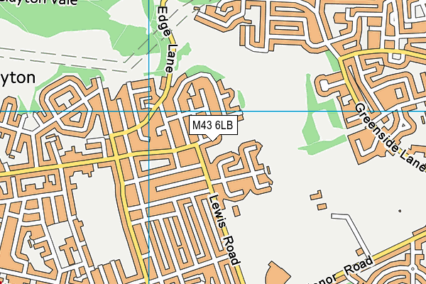 M43 6LB map - OS VectorMap District (Ordnance Survey)