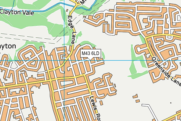 M43 6LD map - OS VectorMap District (Ordnance Survey)
