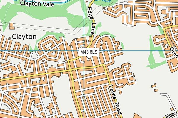M43 6LS map - OS VectorMap District (Ordnance Survey)