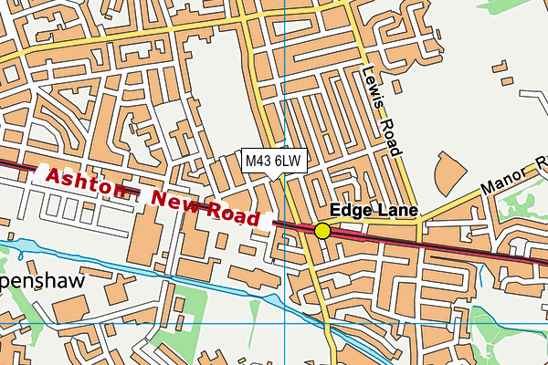 M43 6LW map - OS VectorMap District (Ordnance Survey)