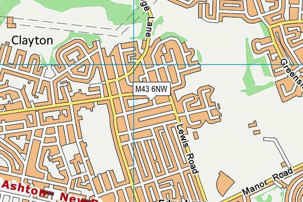 M43 6NW map - OS VectorMap District (Ordnance Survey)